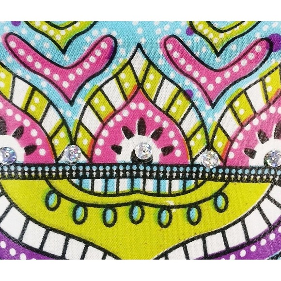 Mandala Kimono Beach Cover-Up Fringe Boho Hippy Multicolor Icy Blue One Size - Picture 8 of 13